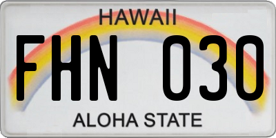 HI license plate FHN030
