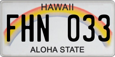 HI license plate FHN033