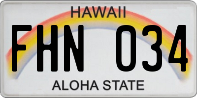 HI license plate FHN034