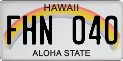 HI license plate FHN040