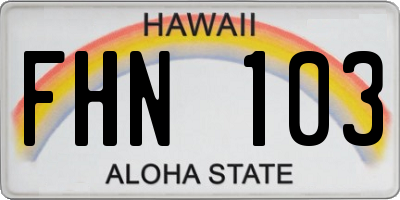 HI license plate FHN103