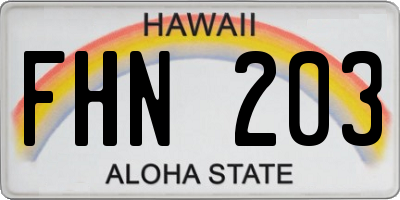 HI license plate FHN203