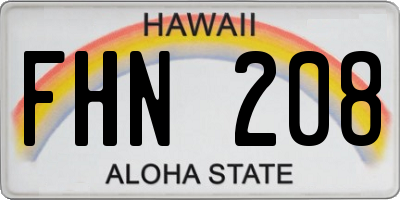 HI license plate FHN208