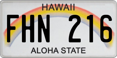 HI license plate FHN216