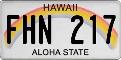 HI license plate FHN217