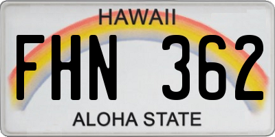 HI license plate FHN362