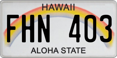 HI license plate FHN403