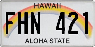 HI license plate FHN421