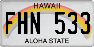 HI license plate FHN533