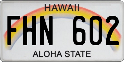 HI license plate FHN602