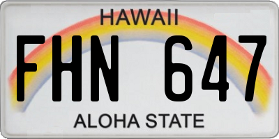 HI license plate FHN647