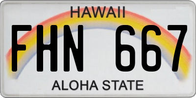 HI license plate FHN667