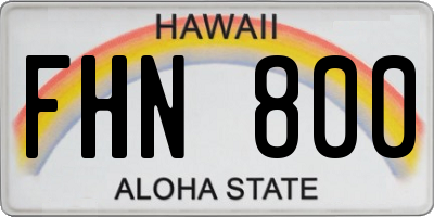 HI license plate FHN800