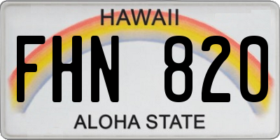 HI license plate FHN820