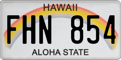 HI license plate FHN854
