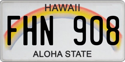 HI license plate FHN908