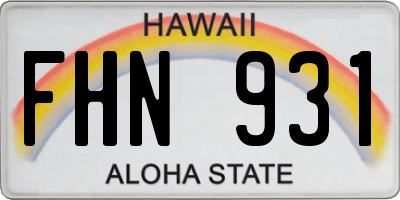 HI license plate FHN931