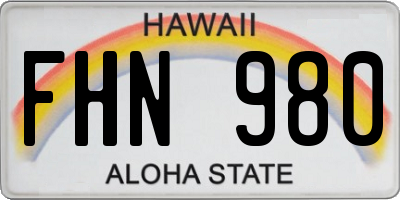 HI license plate FHN980