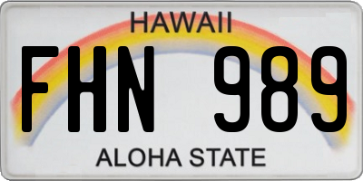 HI license plate FHN989