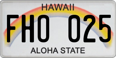 HI license plate FHO025