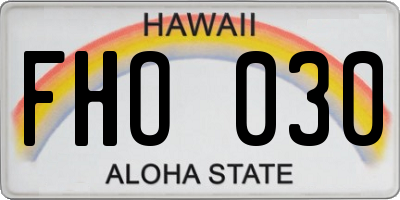 HI license plate FHO030