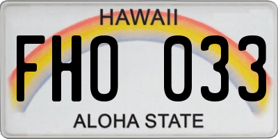 HI license plate FHO033
