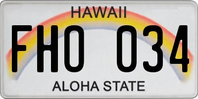 HI license plate FHO034