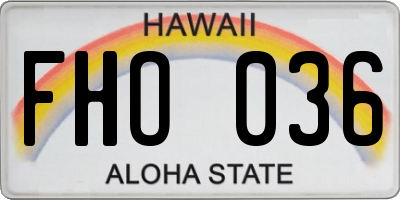 HI license plate FHO036