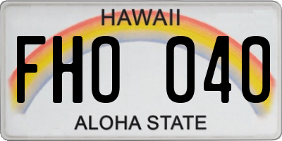 HI license plate FHO040