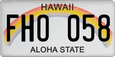 HI license plate FHO058