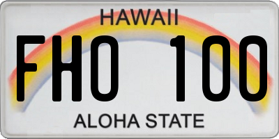 HI license plate FHO100