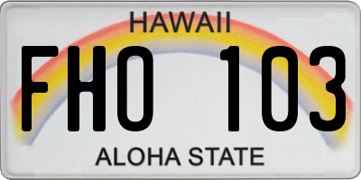 HI license plate FHO103