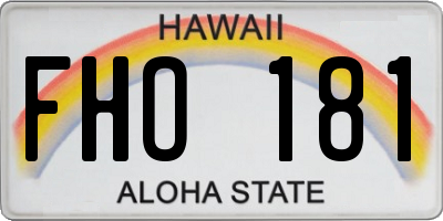 HI license plate FHO181