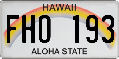 HI license plate FHO193