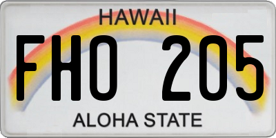 HI license plate FHO205