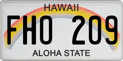 HI license plate FHO209
