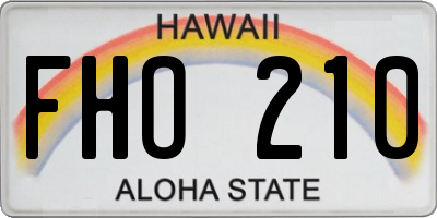 HI license plate FHO210