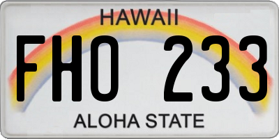HI license plate FHO233