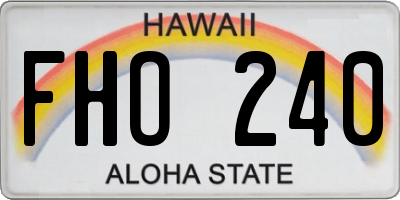 HI license plate FHO240