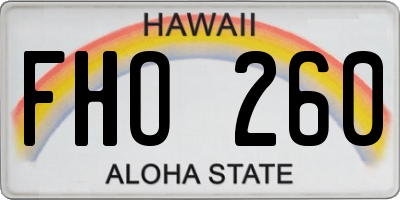 HI license plate FHO260