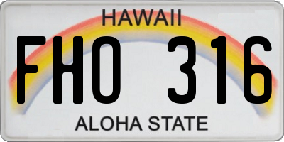 HI license plate FHO316