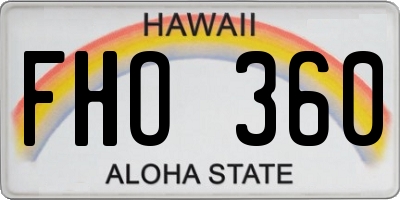 HI license plate FHO360
