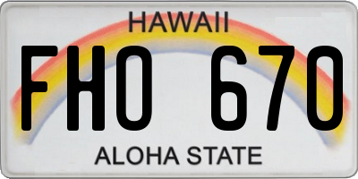 HI license plate FHO670