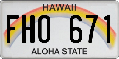 HI license plate FHO671