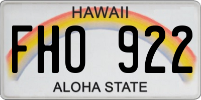HI license plate FHO922
