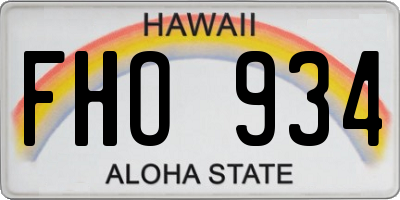 HI license plate FHO934