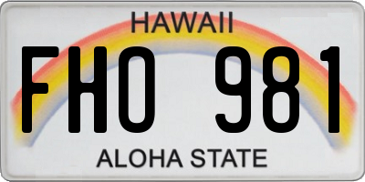 HI license plate FHO981