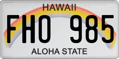 HI license plate FHO985