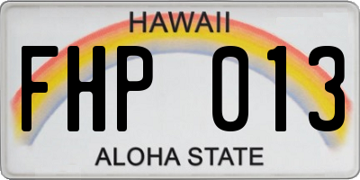 HI license plate FHP013