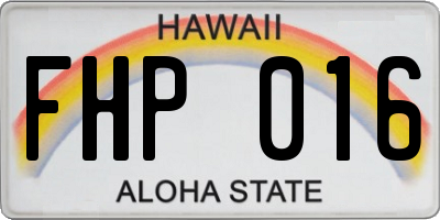 HI license plate FHP016